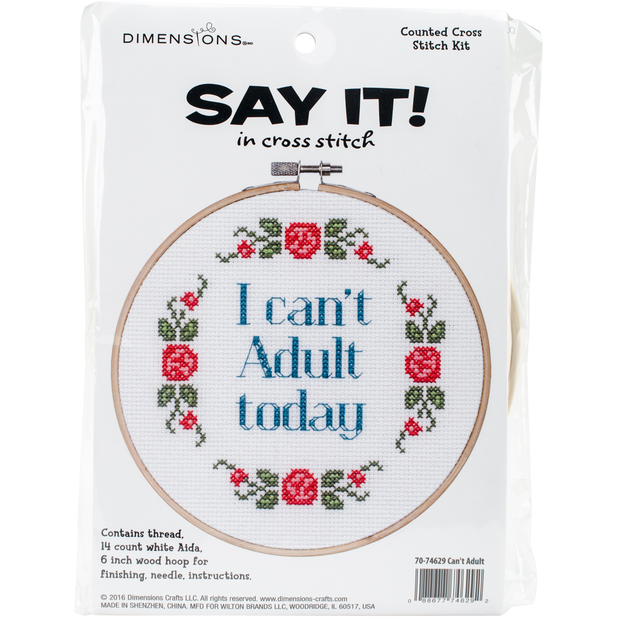 Dimensions Say It! Counted Cross Stitch Kit 6 Round-Can't Adult (14